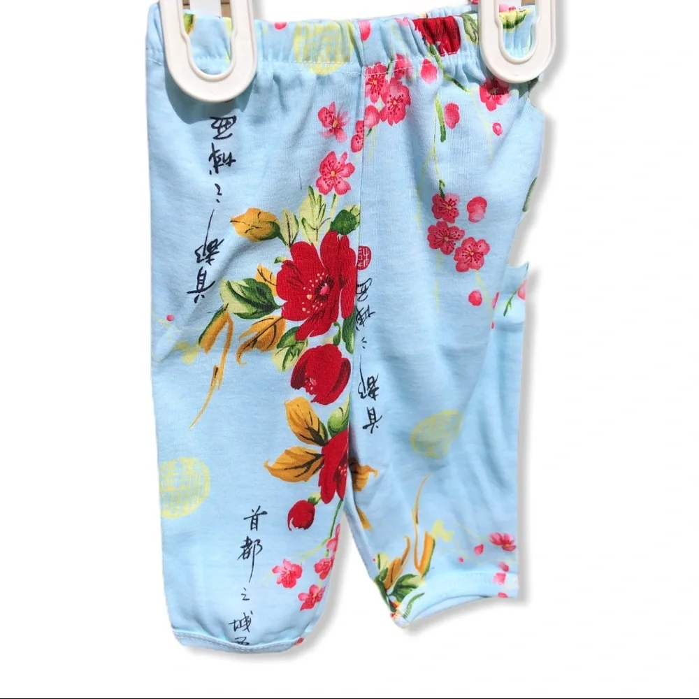 New 9Mo Kimono Set Blue Floral Infant Babies Baby Shower Gift Girls Infants Y2K